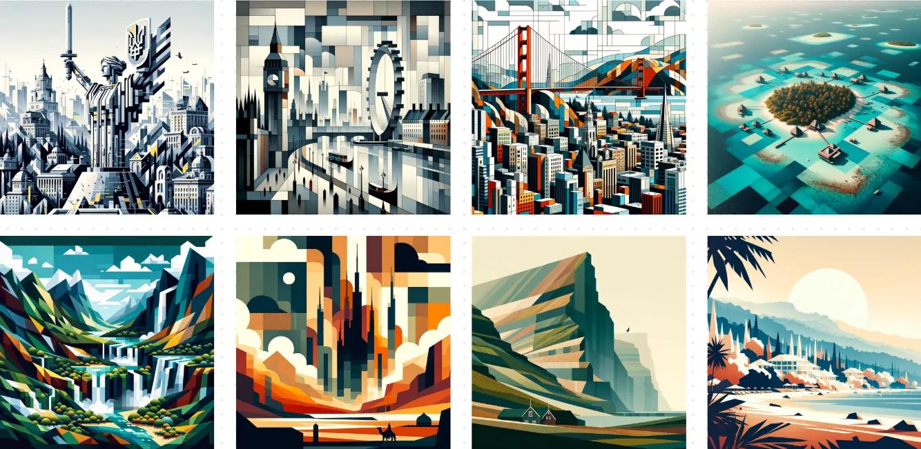 KI-generierte Länder-Thumbnails in tTravel